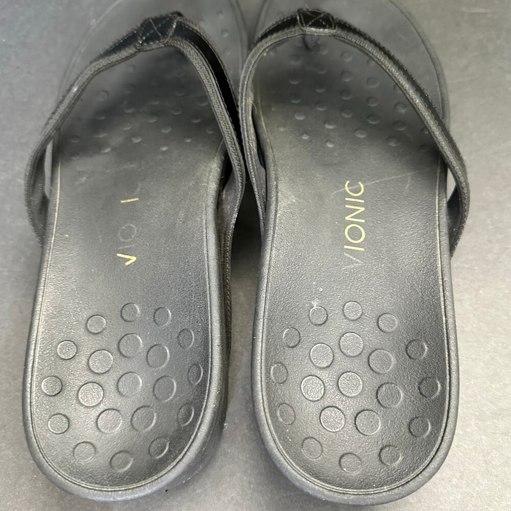 Vionic Womens size 11 High Tide Black Patent Leather Thong Sandals tvw4895 - Picture 5 of 7